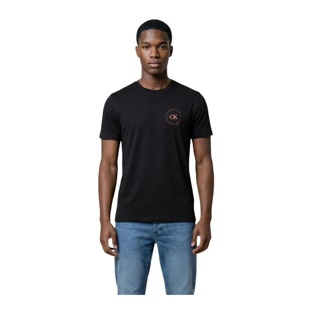 Calvin Klein Jeans Men's Black T-Shirts, M, Printed Short Sleeve Cotton T-Shirt