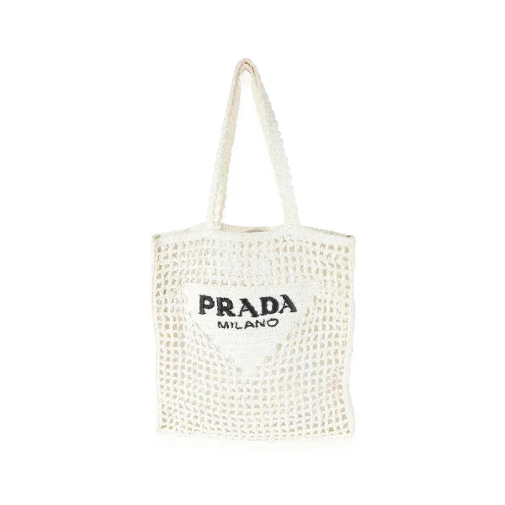 Prada Vintage Pre-owned Raffia prada-bags White Dames
