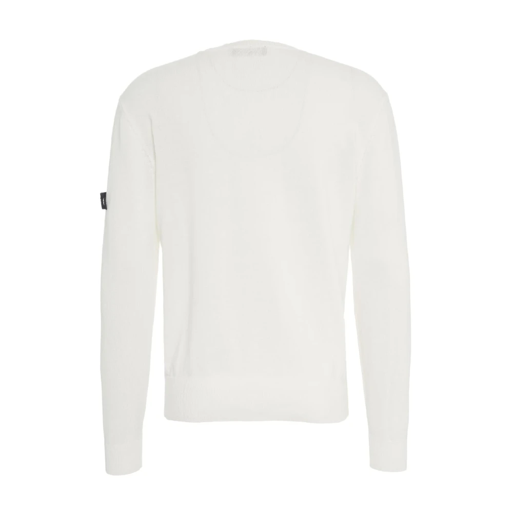 Peuterey Witte Gebreide Katoenen Trui Ss25 White Heren