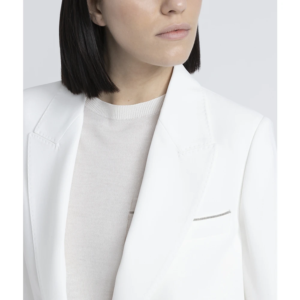 PESERICO Single-breasted blazer in vloeiende cady crêpe White Dames