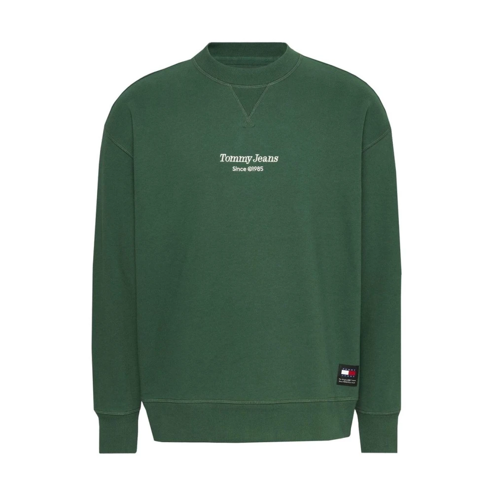 Tommy Hilfiger Men's Green Sweatshirts,, Cotton Logo Sweatshirt Extra Small