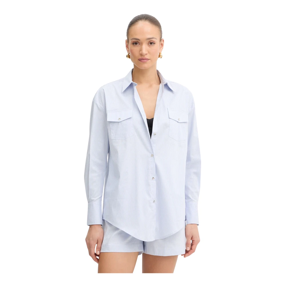 Fracomina Donna Blu - Camicia In Popeline A Righe - Blouses & Shirts - L