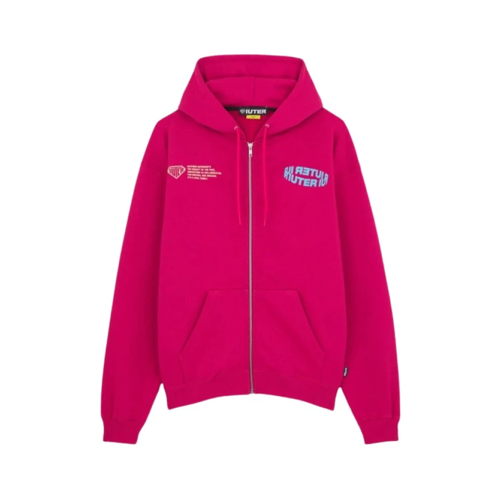 Iuter Hoodie met rits en print Red Heren