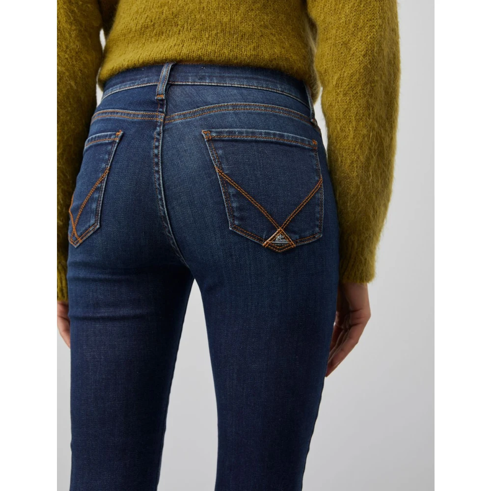 Roy Roger's Donkere Wassing Hoge Taille Slim Fit Jeans Blue Dames