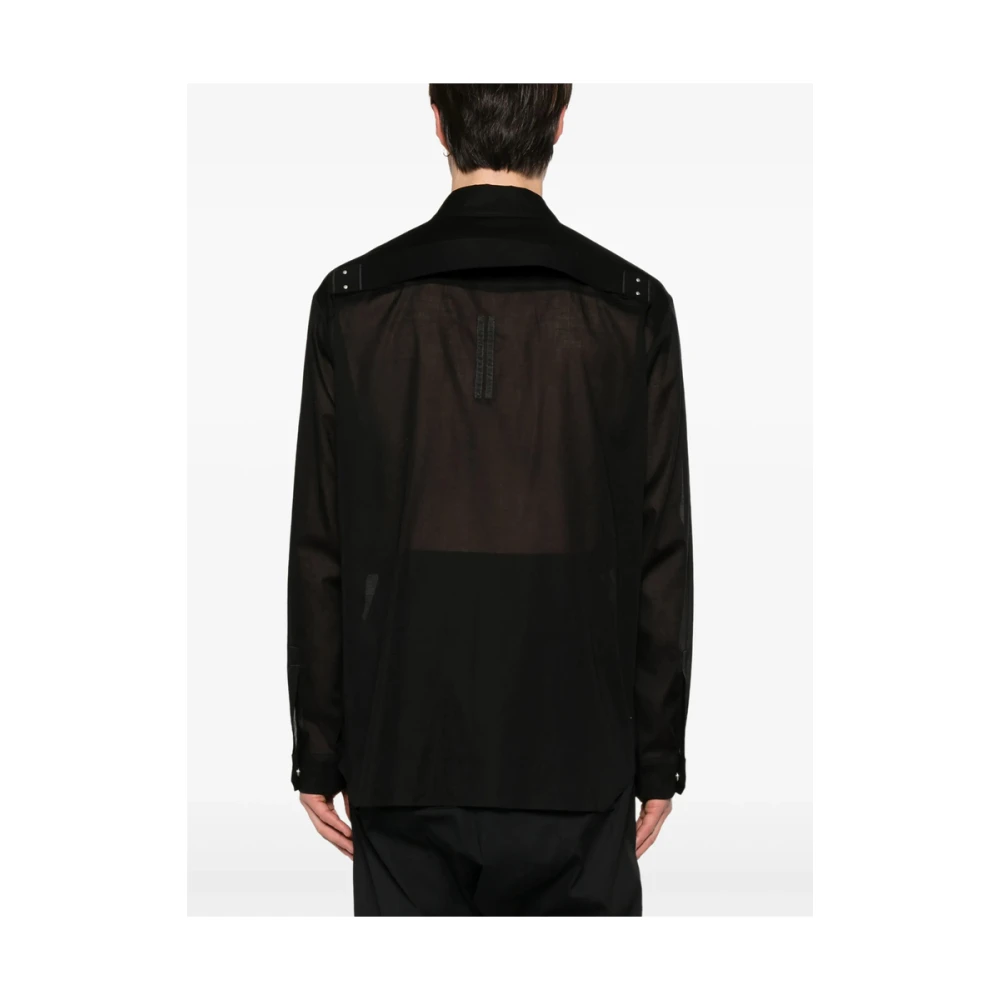 Rick Owens Zwarte knoopsluiting met lange mouwen Black Heren