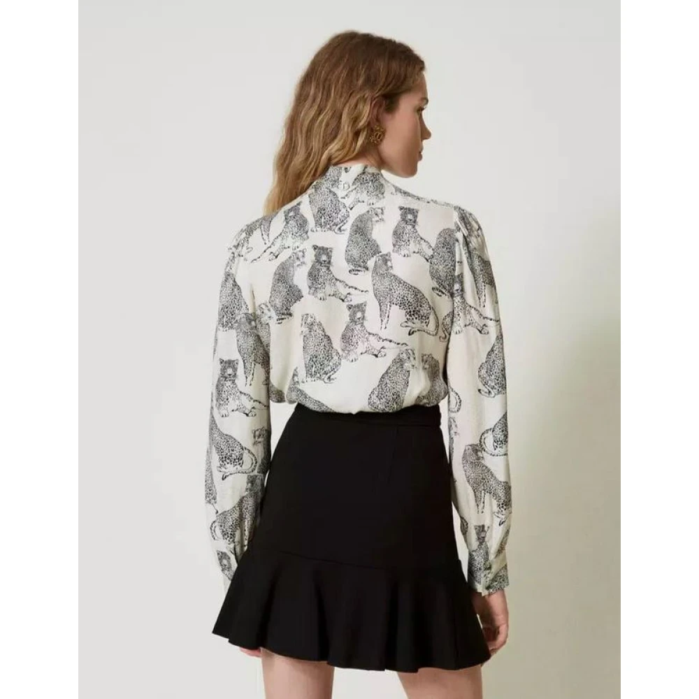 Twinset Zwarte Minirok met Ruchedetail Black Dames