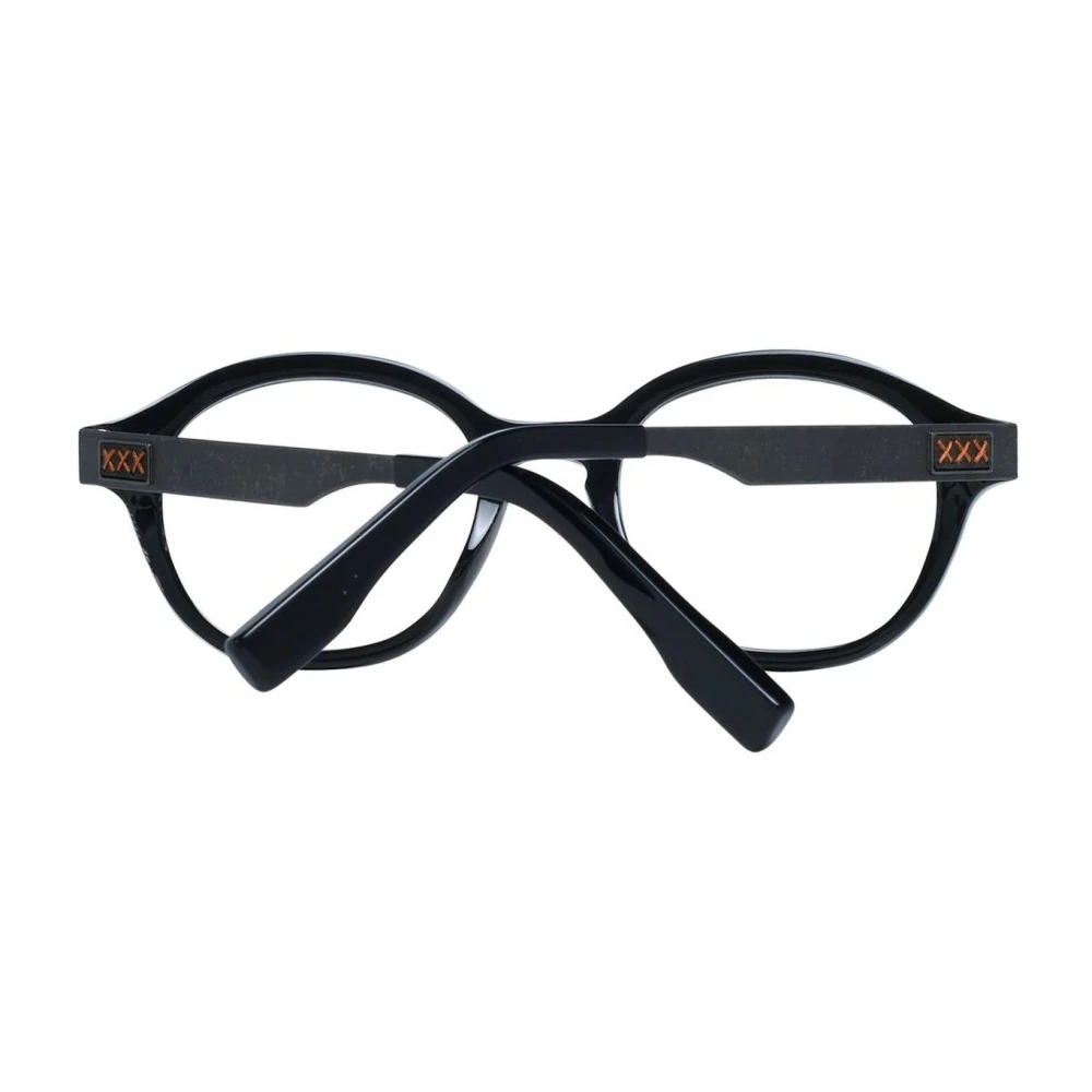 Ermenegildo Zegna Zwarte Ronde Hoorn Optische Frames Black Heren