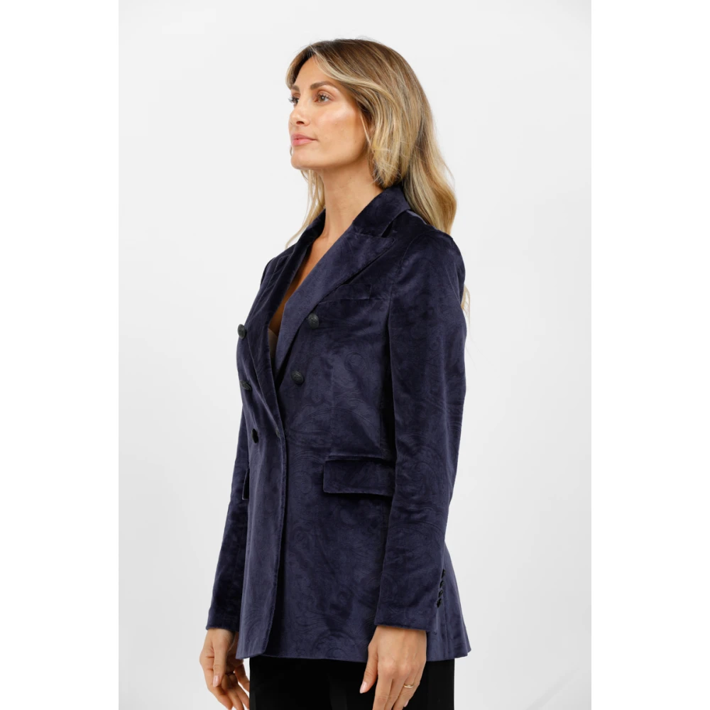 Circolo 1901 Fluwelen double-breasted jas Blue Dames