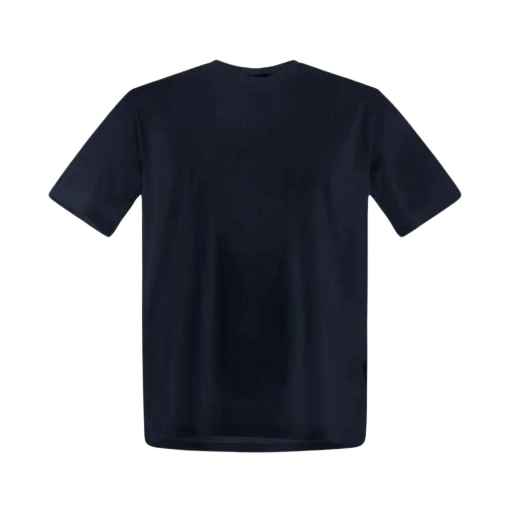 Herno Herren Blau Stretch-Baumwoll-T-Shirt Rundhalsausschnitt Kurzarm