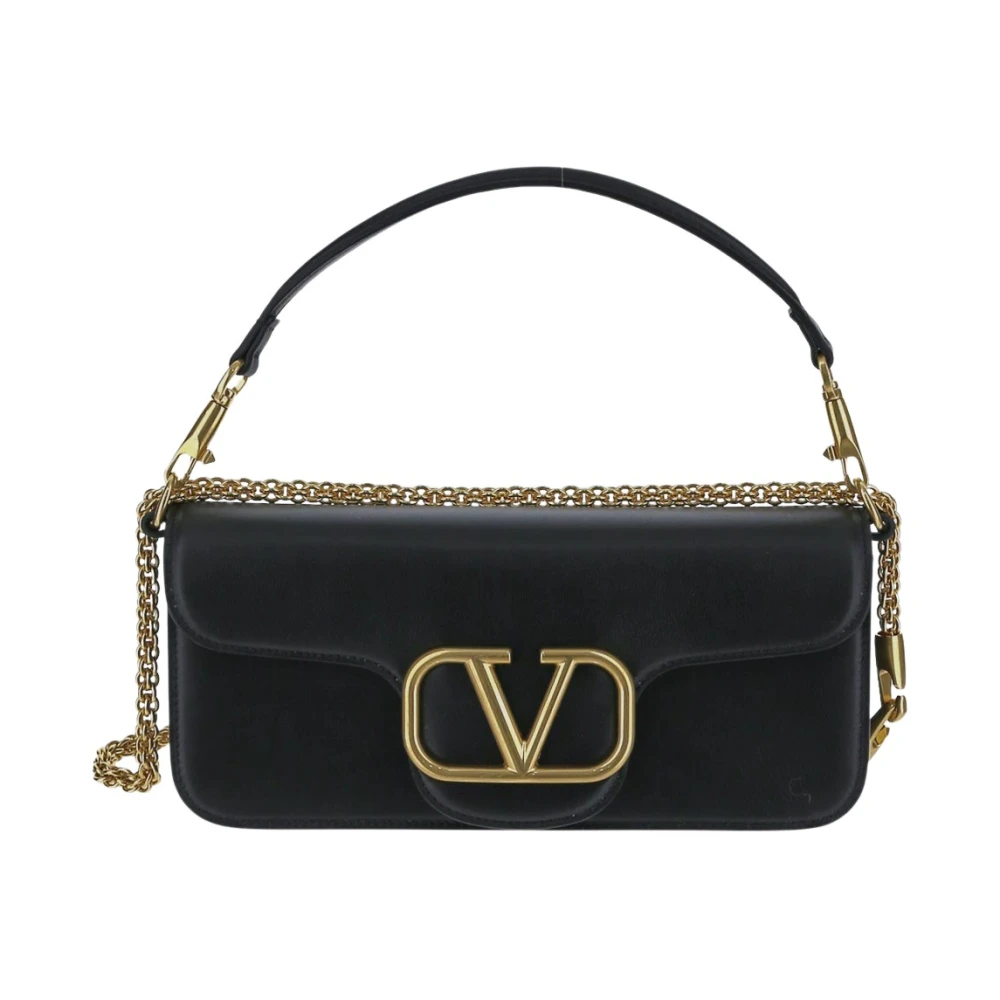 Valentino Garavani Leren Logo Tas Black Dames