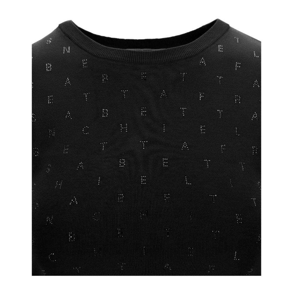 Elisabetta Franchi Cropped Top met Glazen Decoraties Black Dames