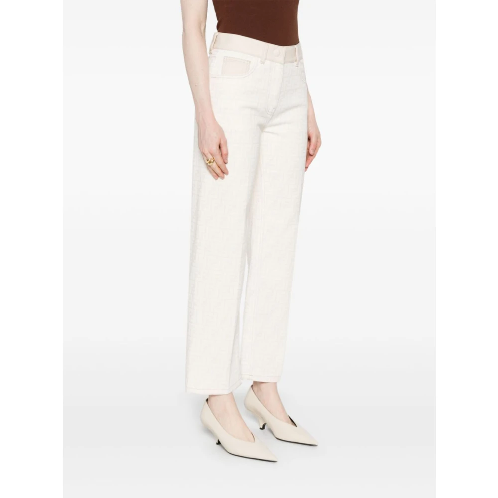 Fendi Katoen Stretch Jeans Beige Dames