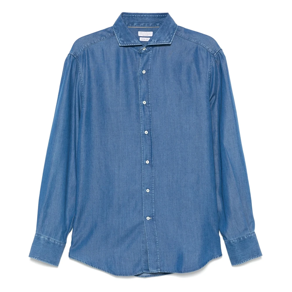 BRUNELLO CUCINELLI Lyocell Shirt Gemaakt in Italië Blue Heren