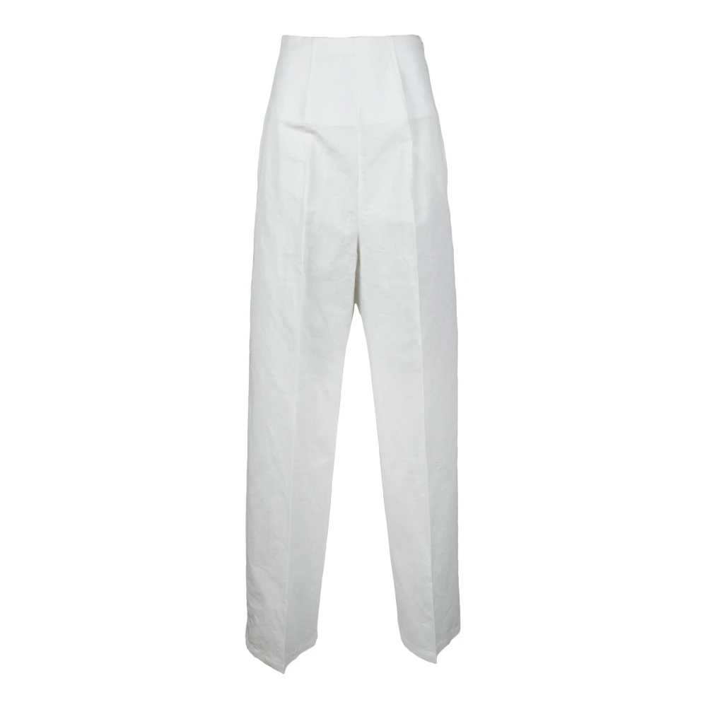 Sportmax Bomull Linne Byxor White, Dam