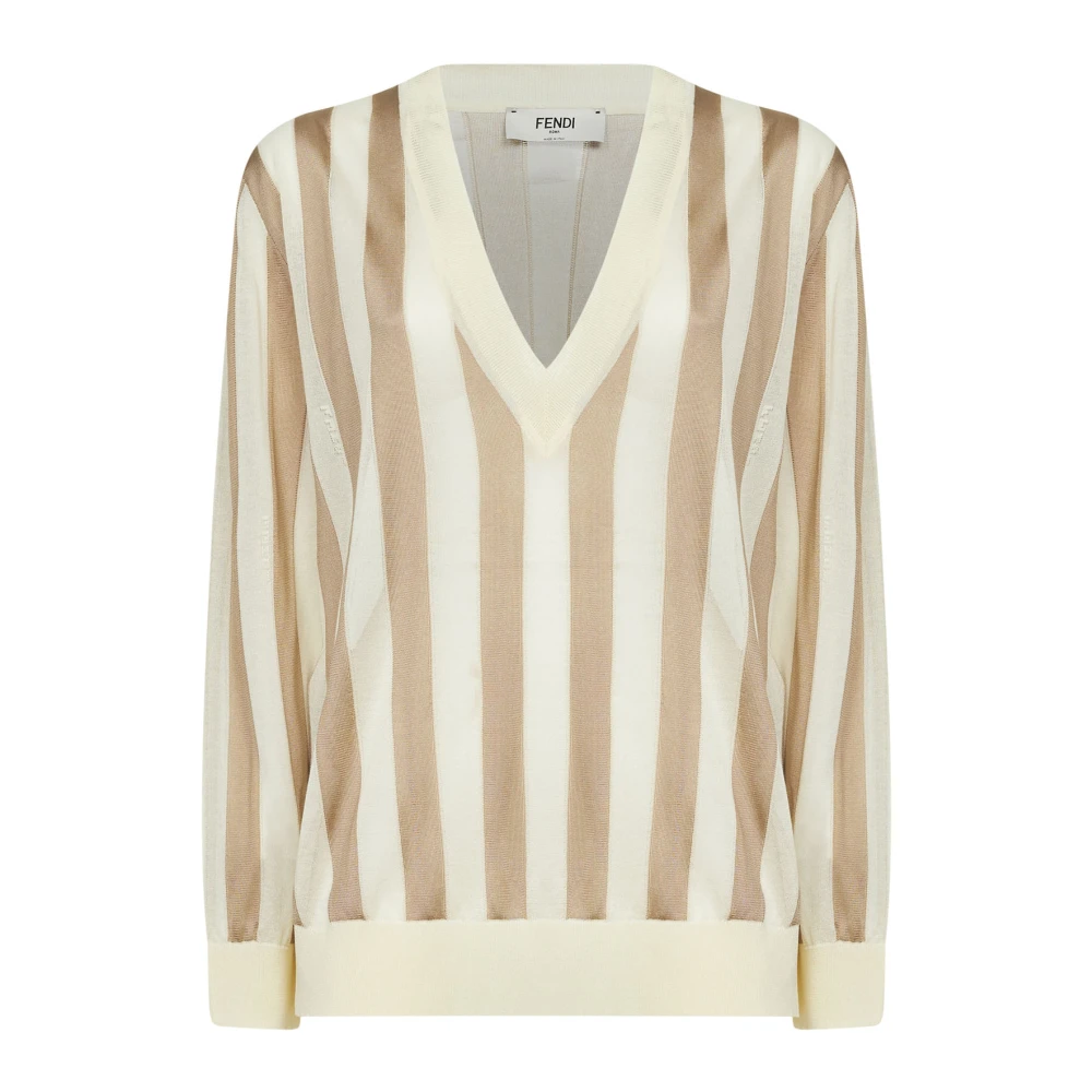 Fendi Women's Multicolor Jumpers - V-Neck Knitwear - S - Knitwear