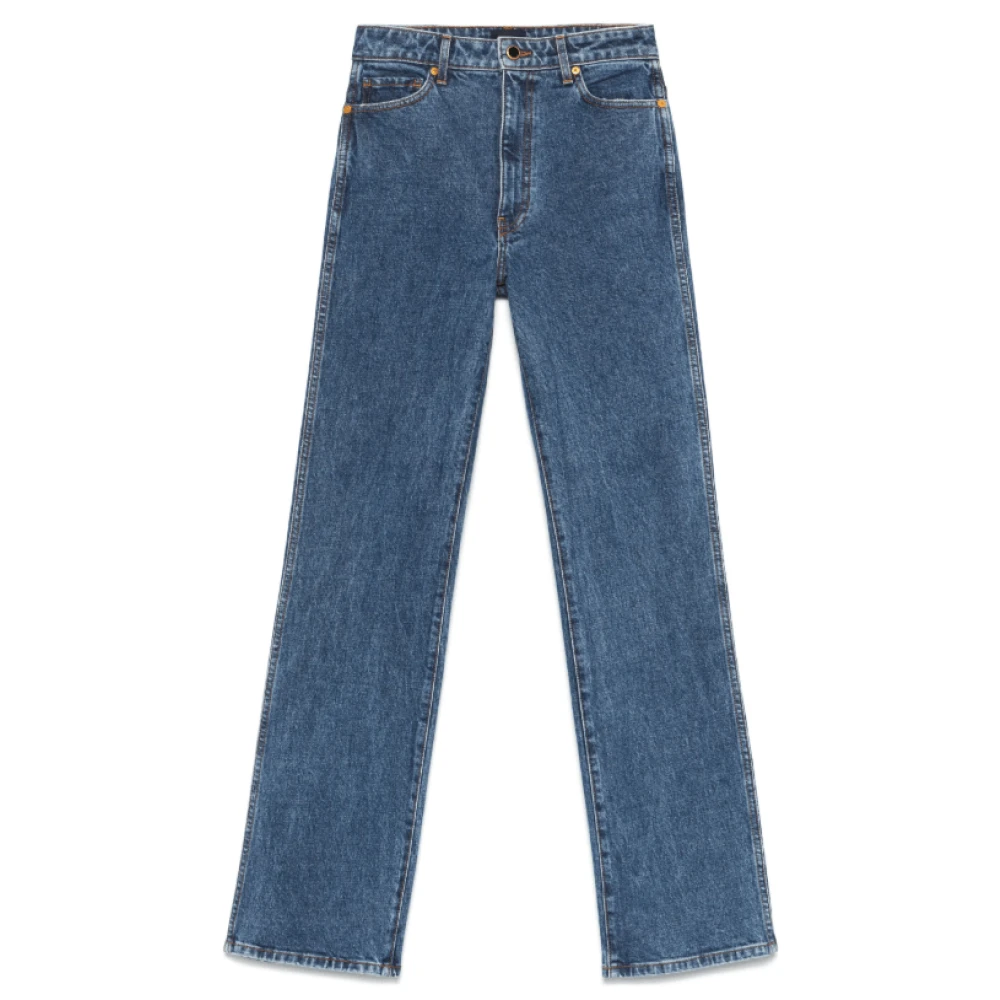 Khaite Indigo Blauwe Denim Jeans met Voorknoop Blue Dames