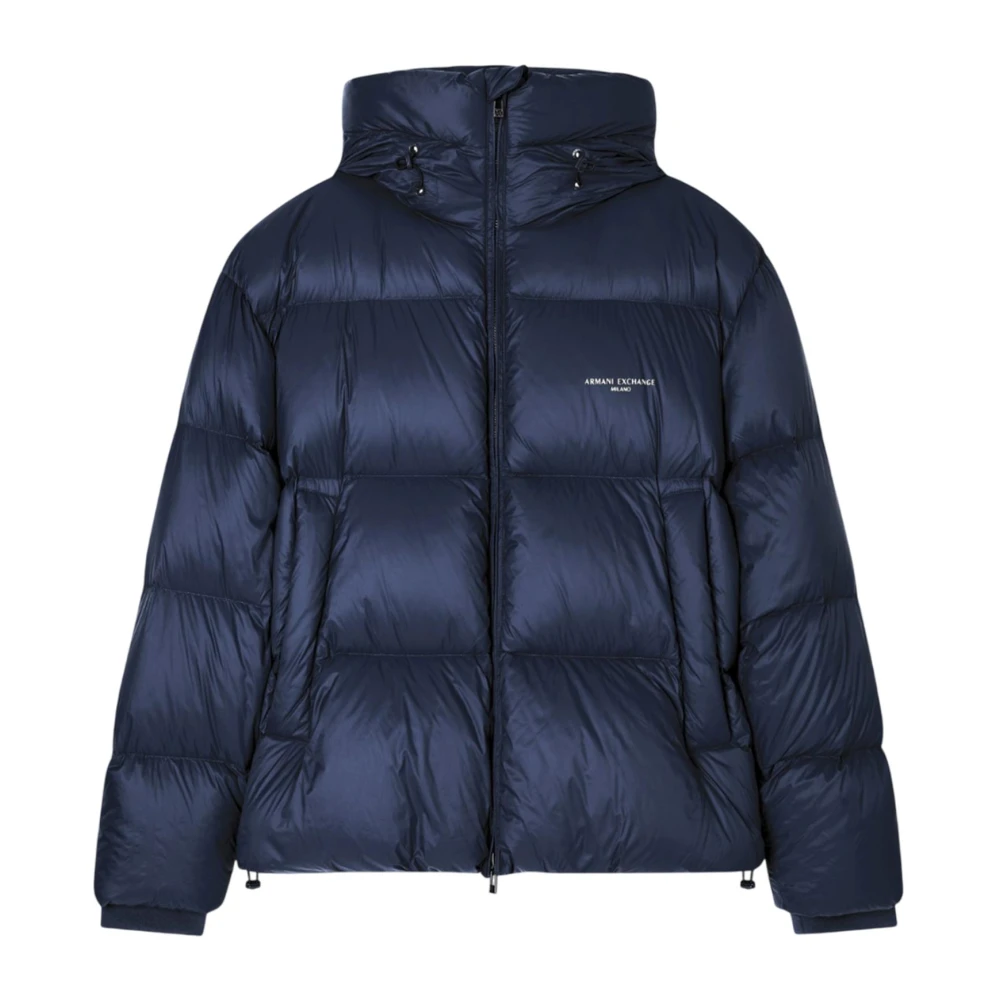 Armani Exchange Herren Blau Stilvolle Jacke Mit Reißverschluss Und Elastischen Bündchen