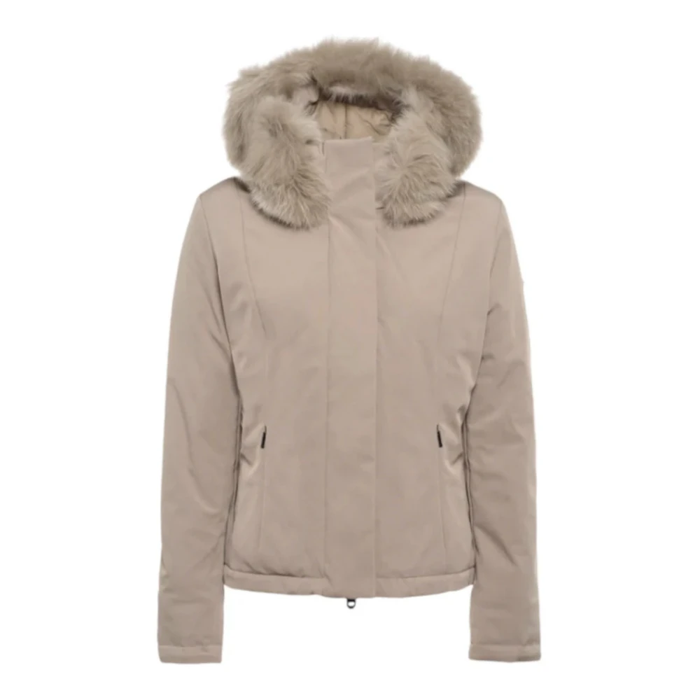 RefrigiWear Tech Pälsjacka Beige med Logo Beige, Dam