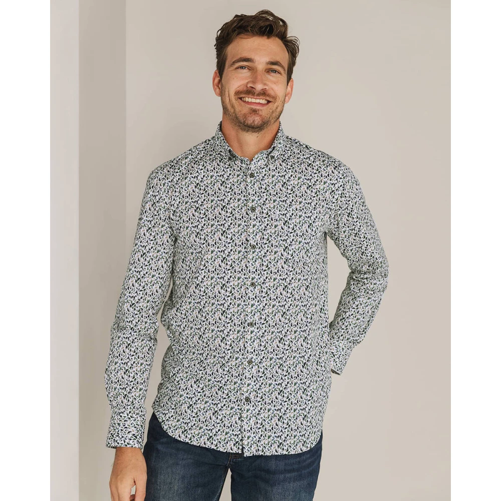 State of Art Gedrukte Pop Lange Mouw Shirt White Heren