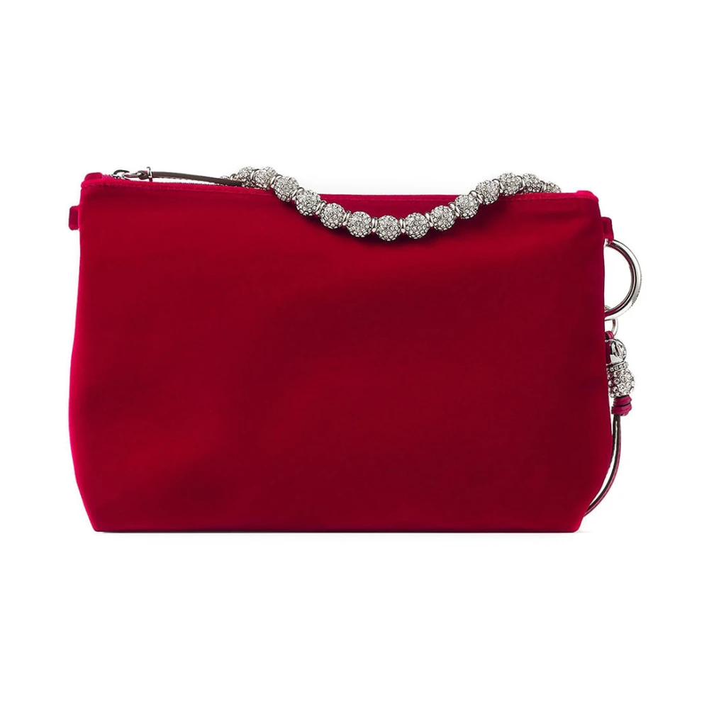 Jimmy Choo Rode Robijn Zilveren Clutch Tas Pink Dames