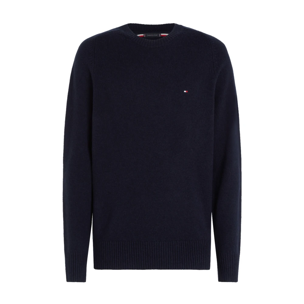 Tommy Hilfiger Blauwe Trui Lamswol Ronde Hals Stijl Blue Heren