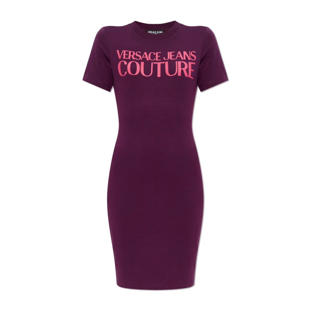 Versace Jeans Couture Femme Violet Robes, Taille: 38 Fr Robe Avec Logo Imprimé