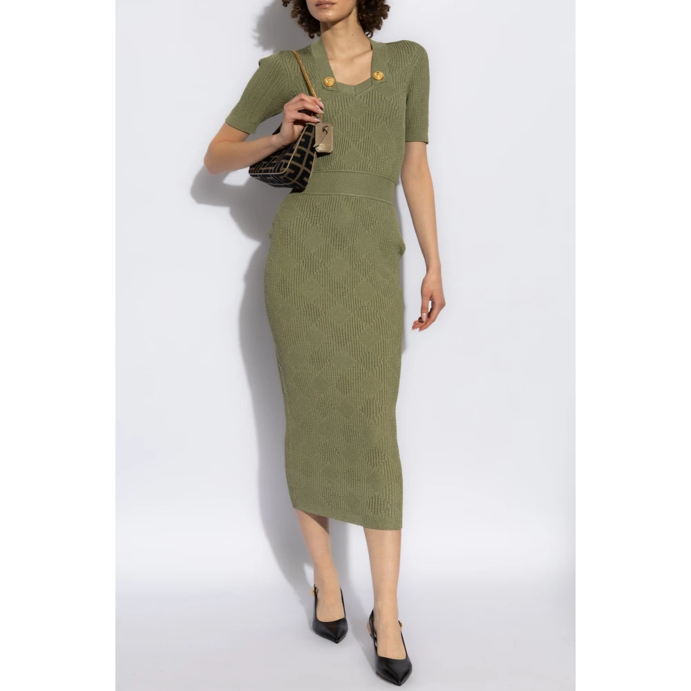 Balmain Jurk met korte mouwen Green Dames