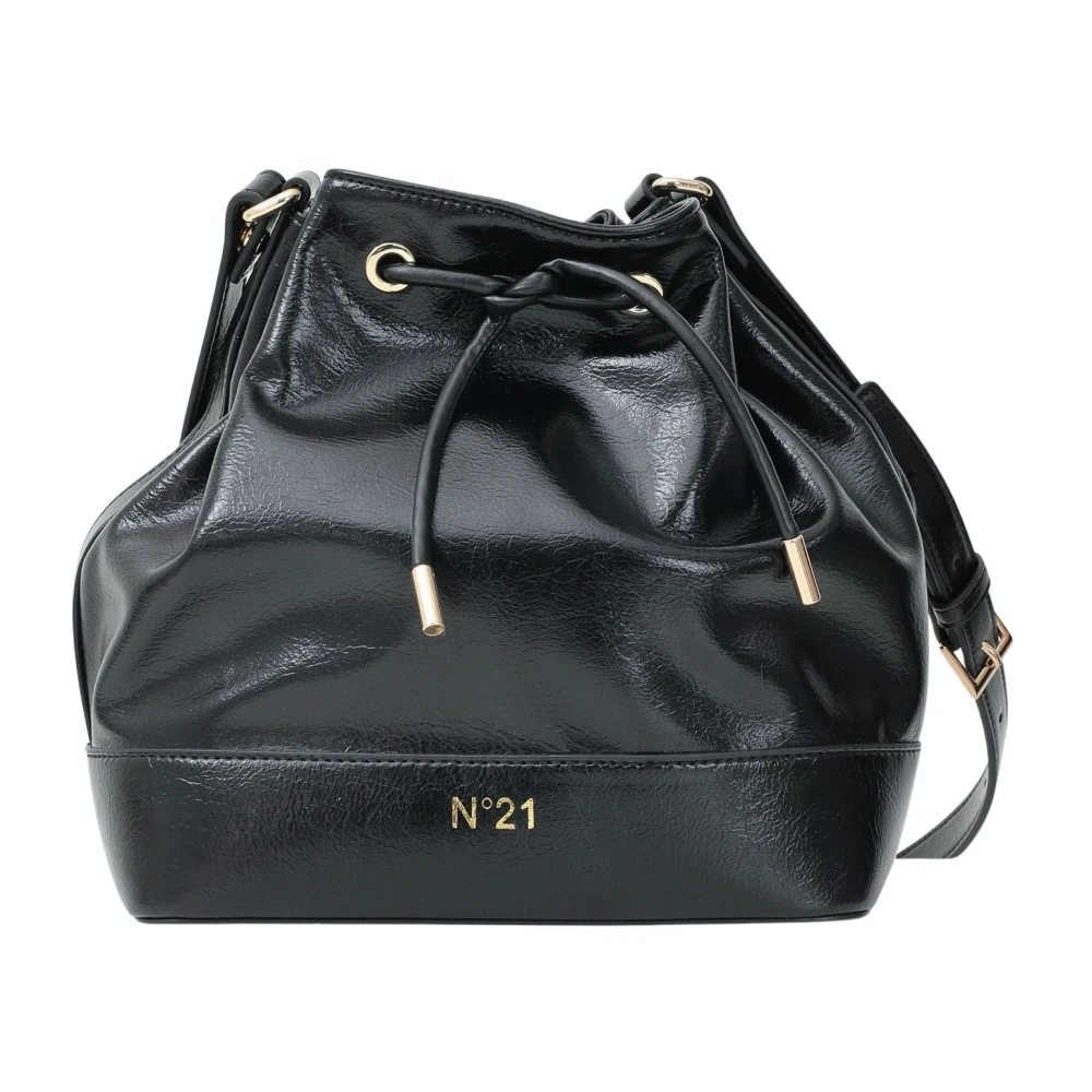 N21 Zwarte bucket tas met trekkoordsluiting Black Dames