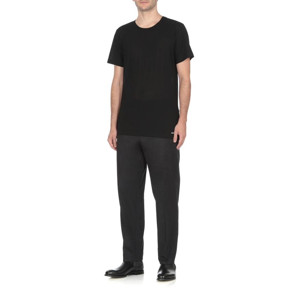 Jil Sander Zwarte Katoenen T-shirt met Bedrukt Logo Black Heren