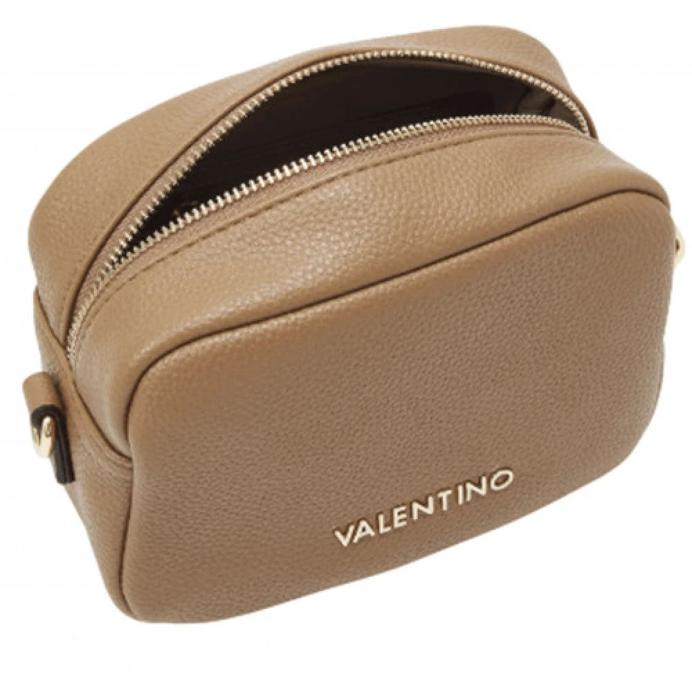 Valentino by Mario Valentino Rechthoekige Taupe Handtas met Gouden Inscriptie Beige Dames