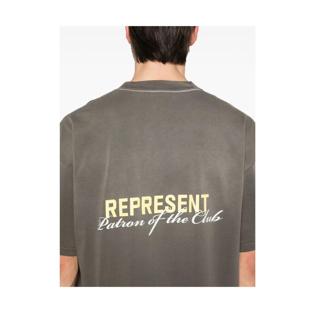 Represent T-shirt met logo-opdruk en ronde hals Green Heren