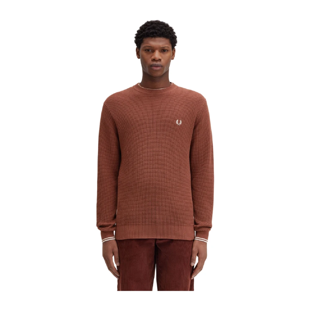 Fred Perry Bruine Crew Neck Sweater Aw24 Brown Heren