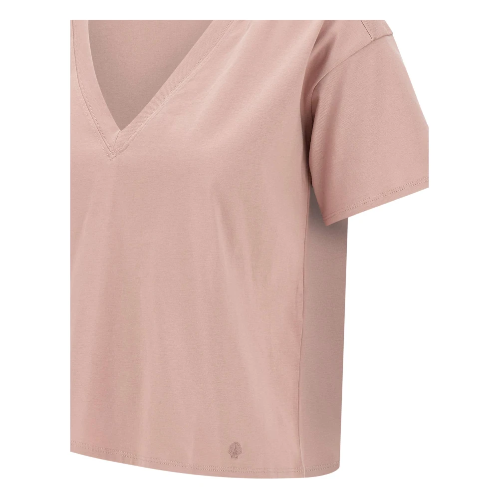 Loulou Studio Zachte Roze V-Hals T-Shirt Pink Dames