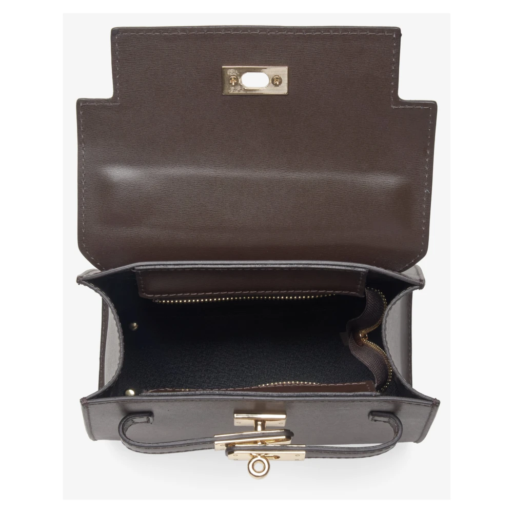 Estro Donkerbruine Satchel Handtas voor Dames gemaakt van Premium Italiaans Echt Leer Brown Dames