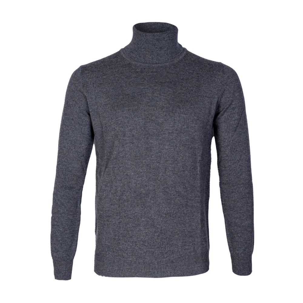 Kangra Men's Gray Turtleneck Sweater. Lightweight Wool, Silk, Cashmere. Made In Italy