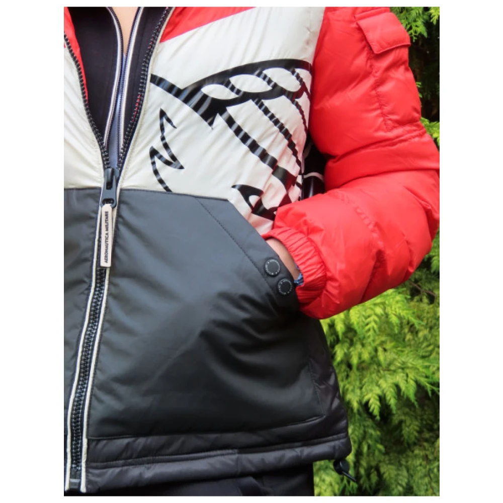aeronautica militare Waterdichte Color-Block Hoodie Red Dames