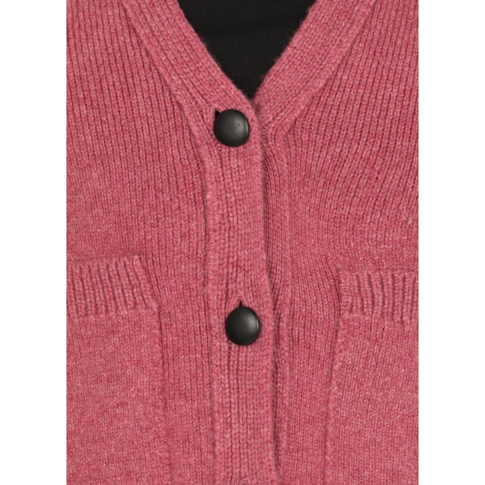 Khaite Fuchsia Gebreide Vest met V-Hals Pink Dames