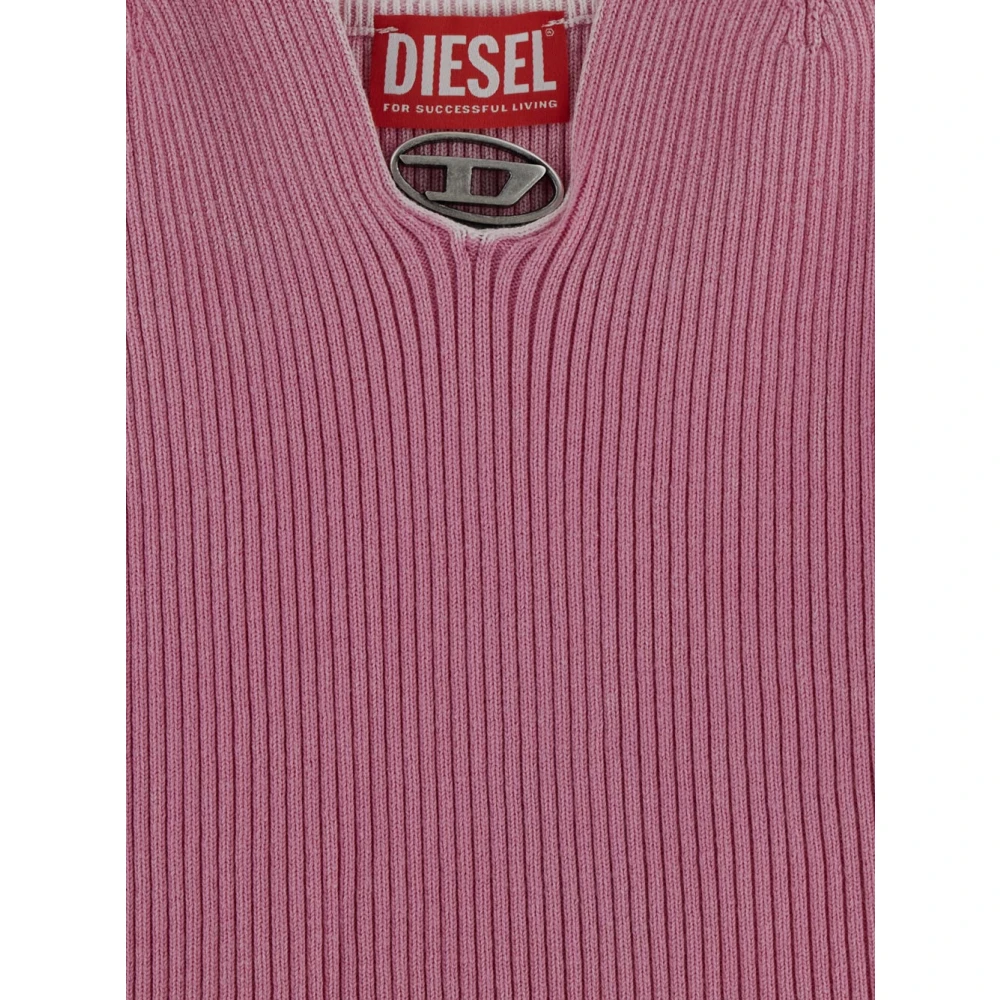 Diesel Top Logo Shirt Pink Dames