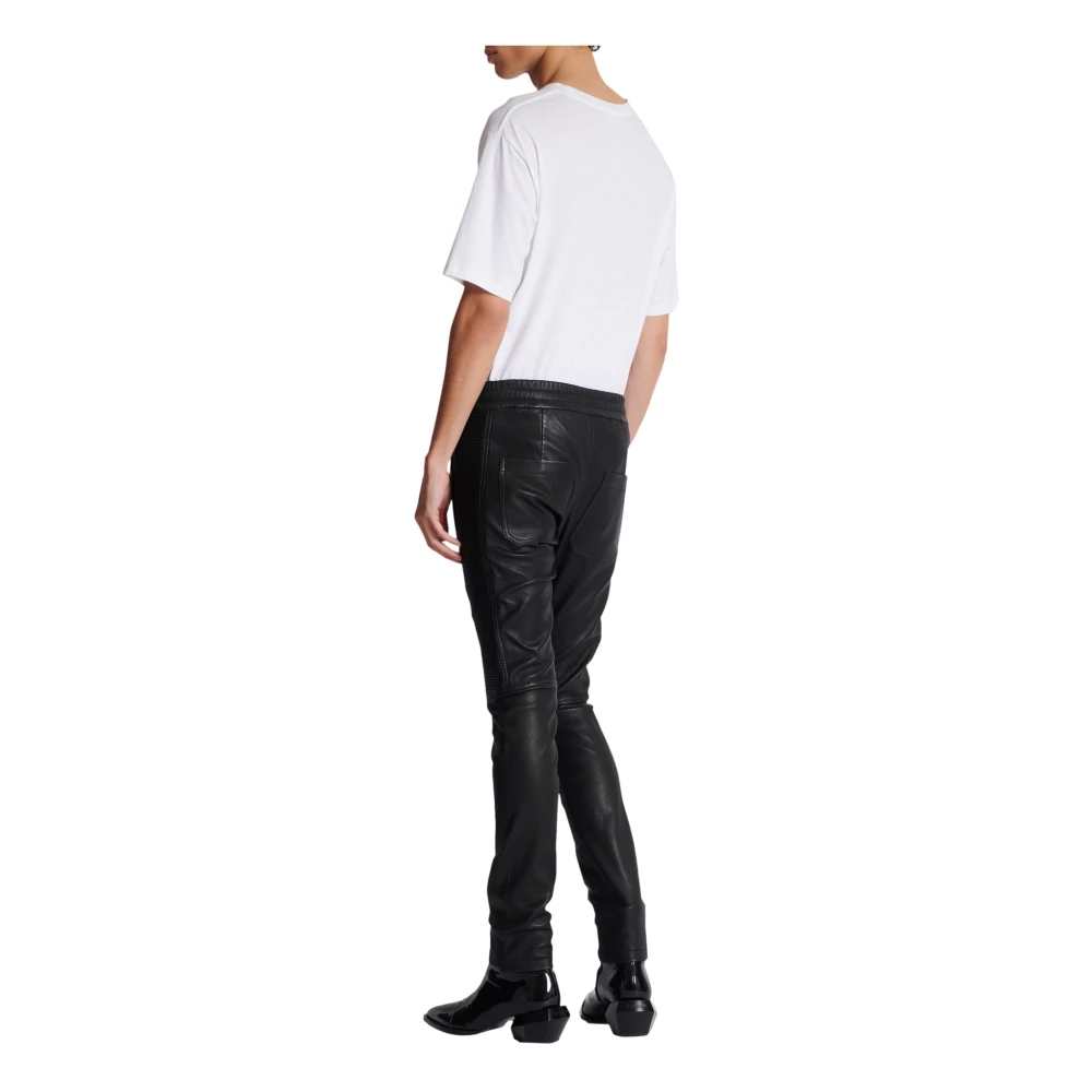 Balmain Leren motorbroek Black Heren