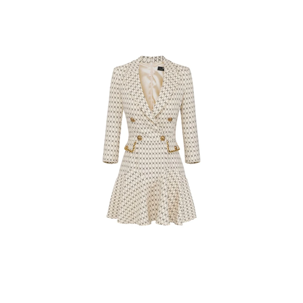 Elisabetta Franchi Stijlvolle Abto Jurk voor Vrouwen Beige Dames
