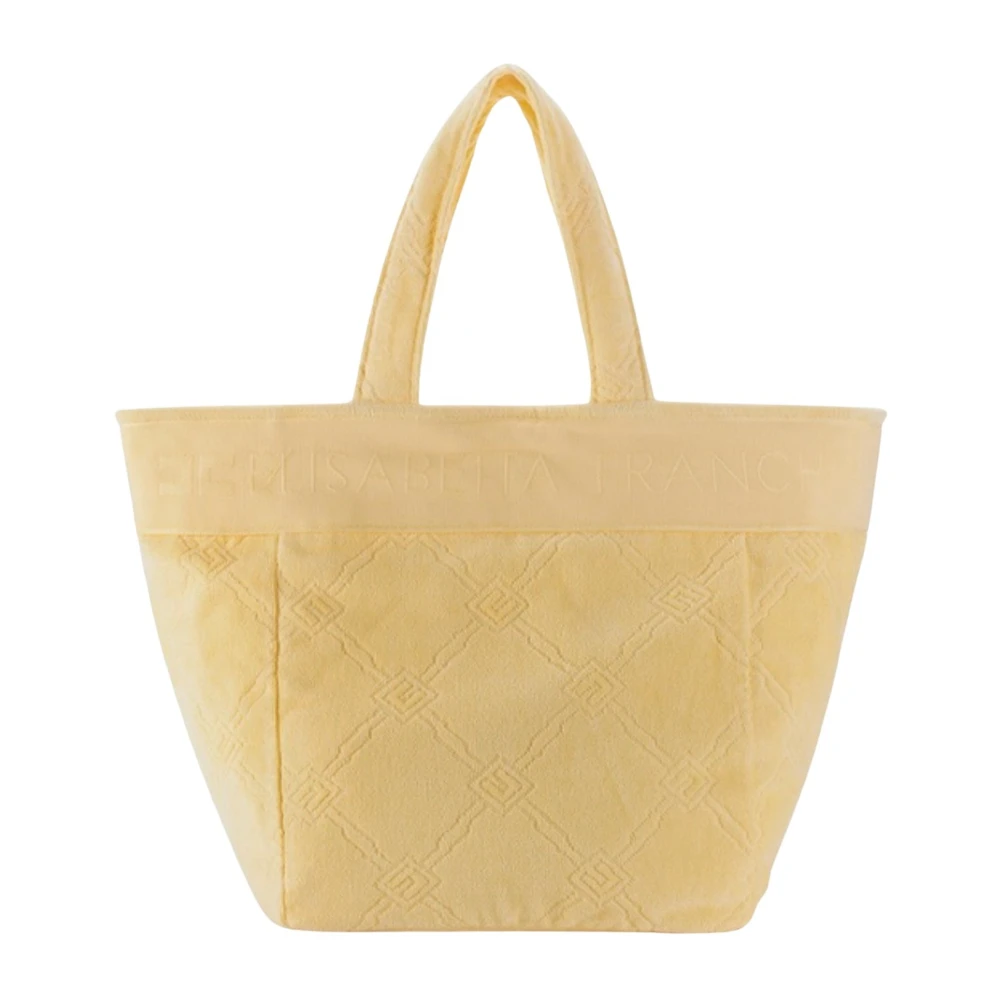 Elisabetta Franchi Lemonade Strandtas met Jacquard Ontwerp Yellow Dames