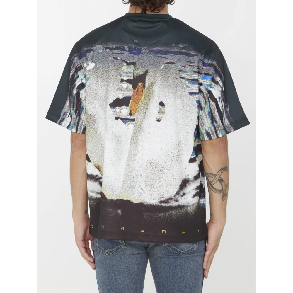Burberry Groen Zwanenprint T-Shirt Green Heren