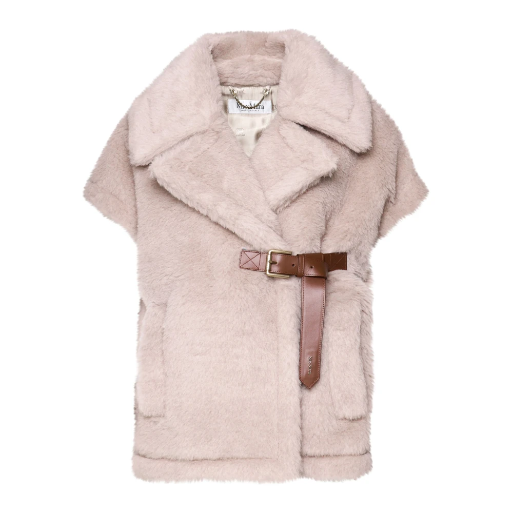 Max Mara Teddy Cape met Brede Revers Beige Dames