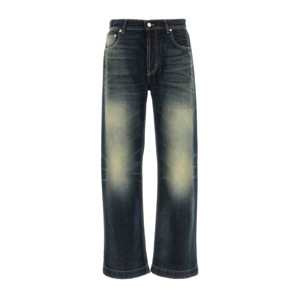 Alexander Mcqueen Men's Blue Wide Leg Jeans - Straight Fit Jeans - L - Jeans