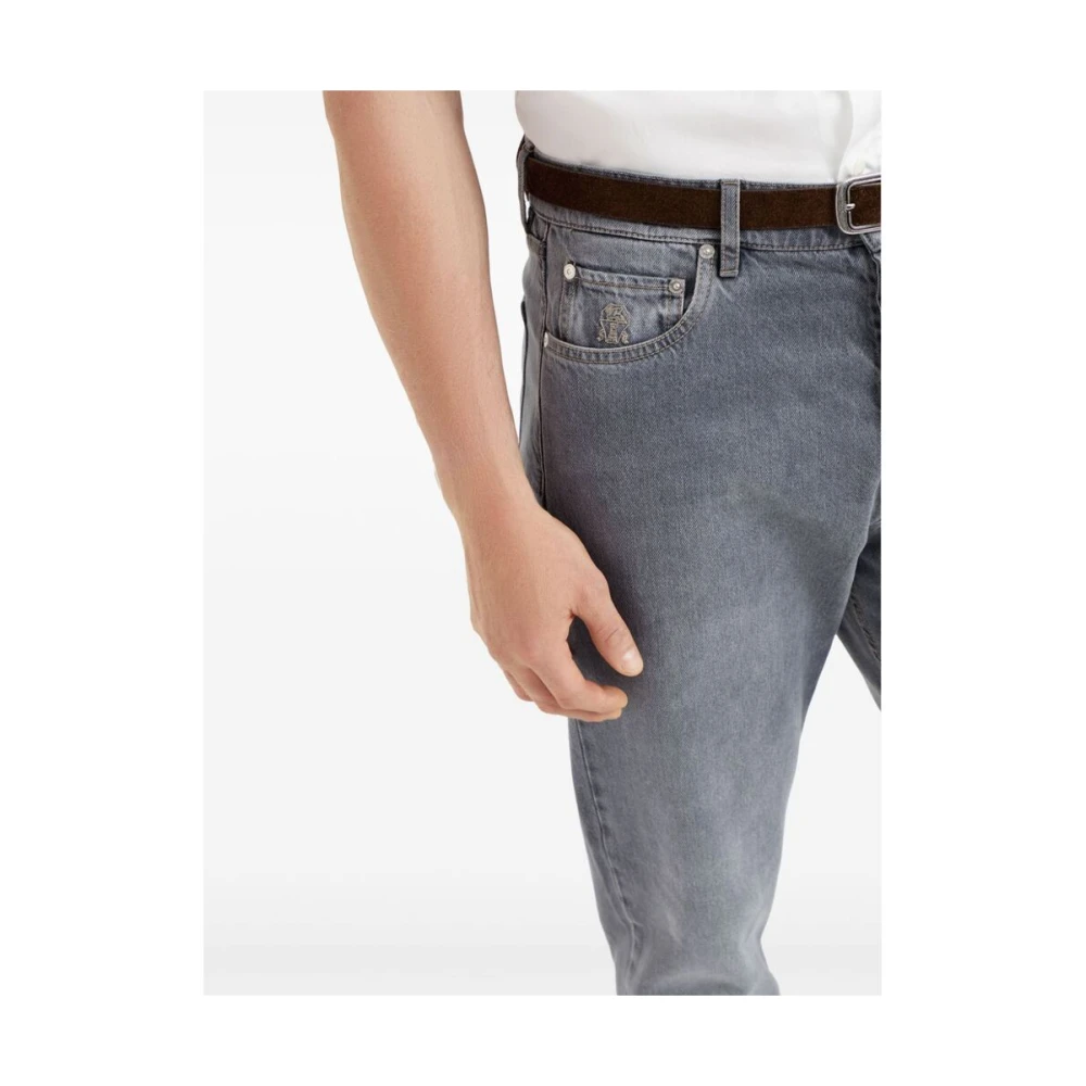 BRUNELLO CUCINELLI Klassieke Grijze Denim Jeans Gray Heren