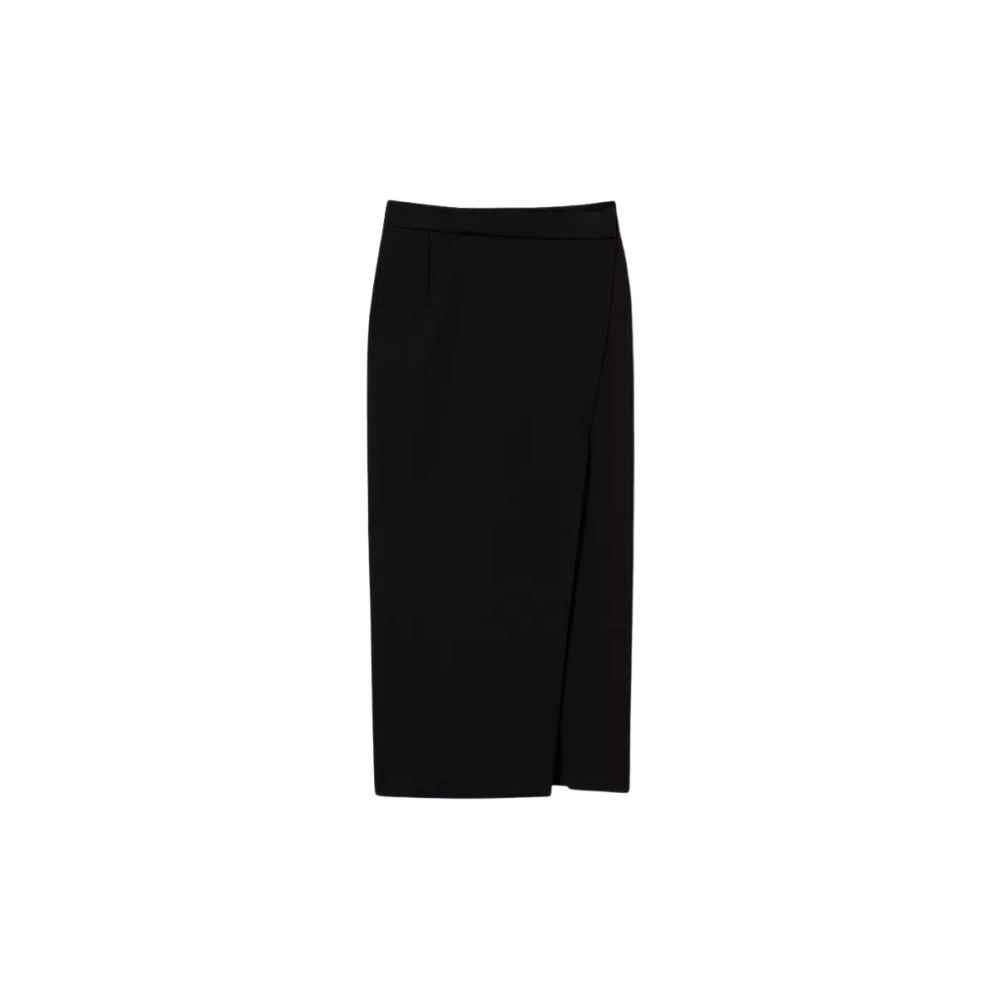 Twinset Zwarte rok met zijsplit Black Dames