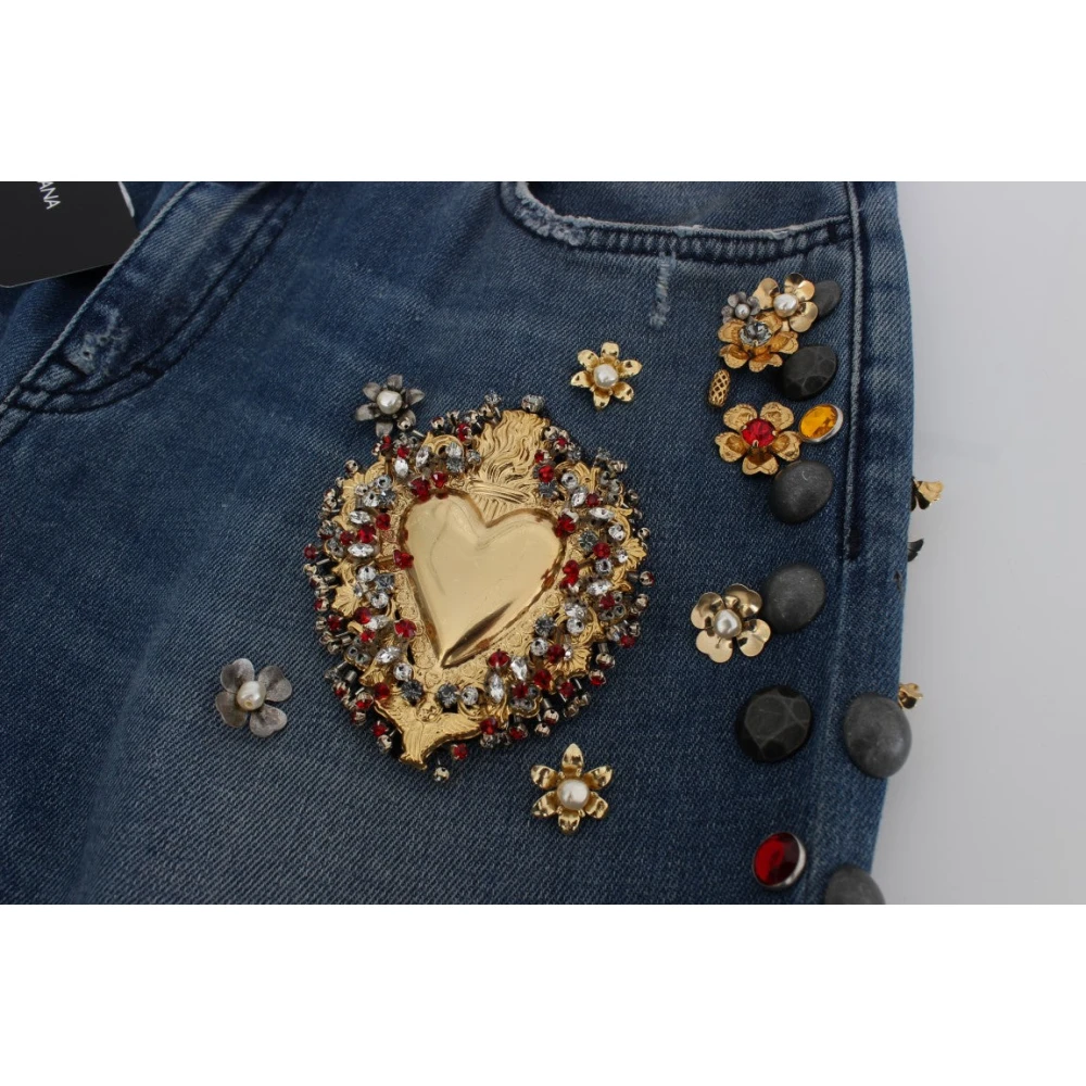 Dolce & Gabbana Jeans met kristallen rozenhart Multicolor Dames