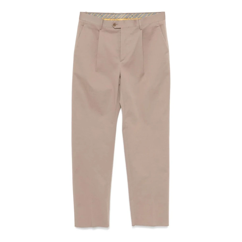 ETRO Bruine Katoenen Twill Broek Slim Fit Beige Heren