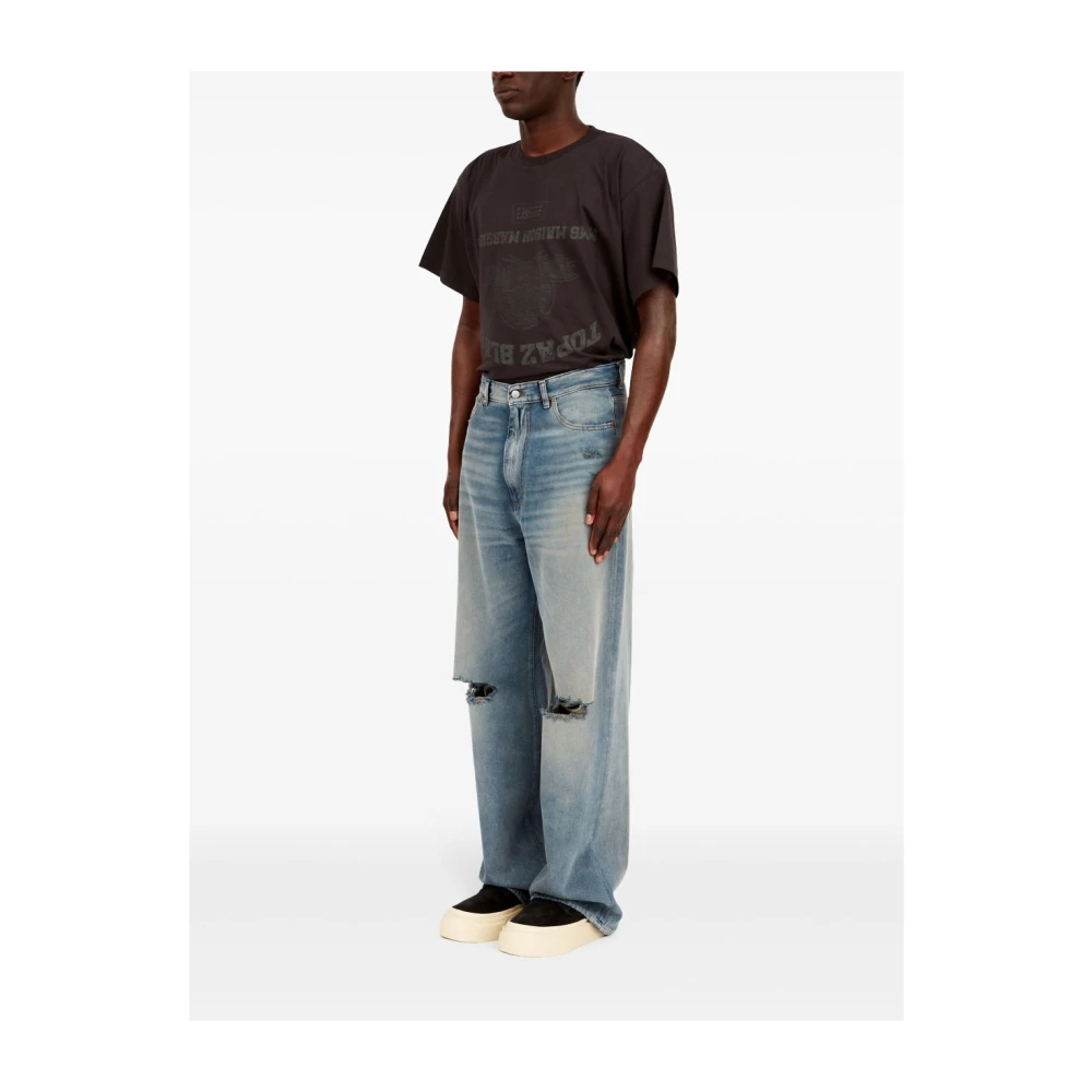 MM6 Maison Margiela Indigo Blauw Stonewashed Gescheurde Jeans Blue Heren
