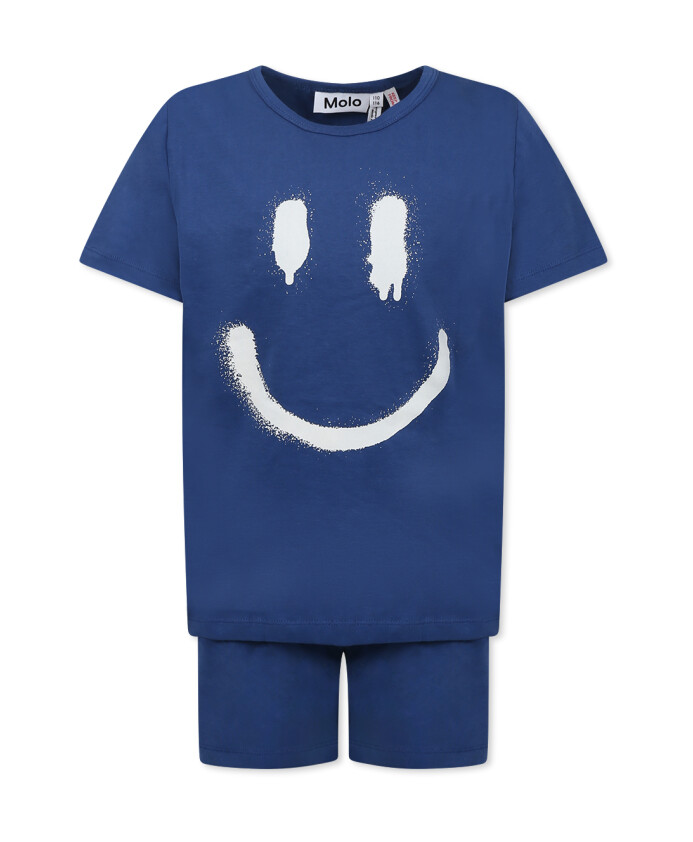 ensemble-pyjama-bleu-en-melange-de-coton-avec-smiley